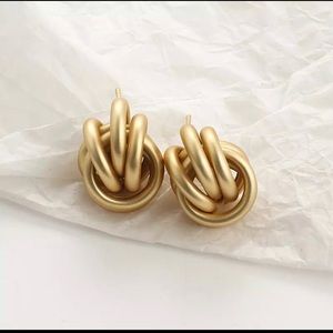 Geometric Drop Statement Earrings Gold Platted